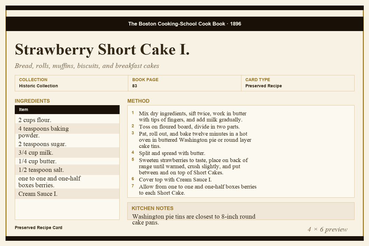 Fannie Farmer recipe card preview
