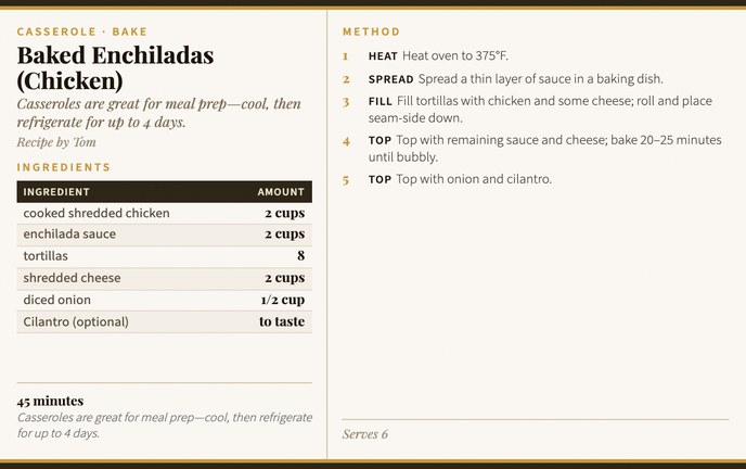 Baked Enchiladas (Chicken) recipe card