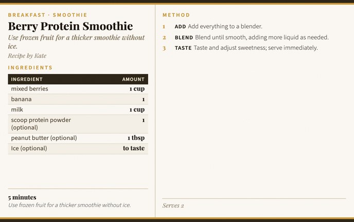 Berry Protein Smoothie recipe card