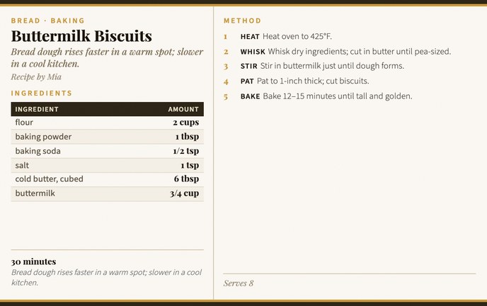Buttermilk Biscuits recipe card