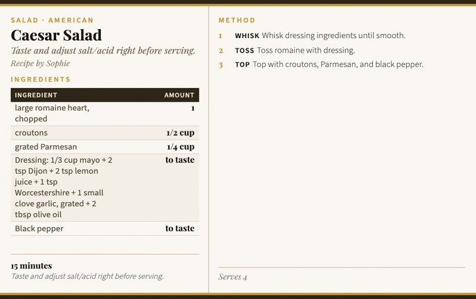 Caesar Salad recipe card