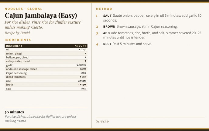 Cajun Jambalaya (Easy) recipe card