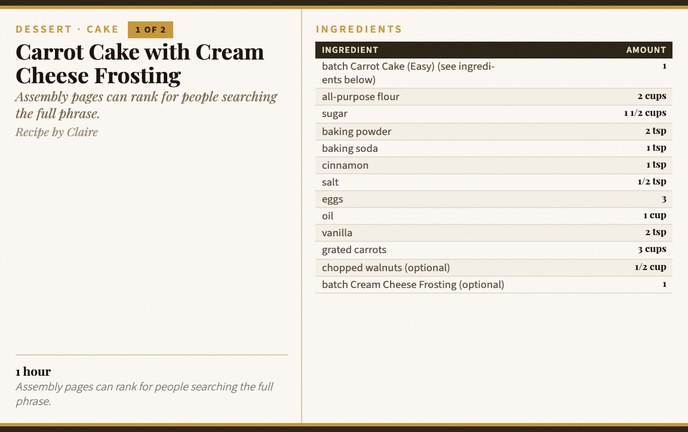 Carrot Cake with Cream Cheese Frosting recipe card