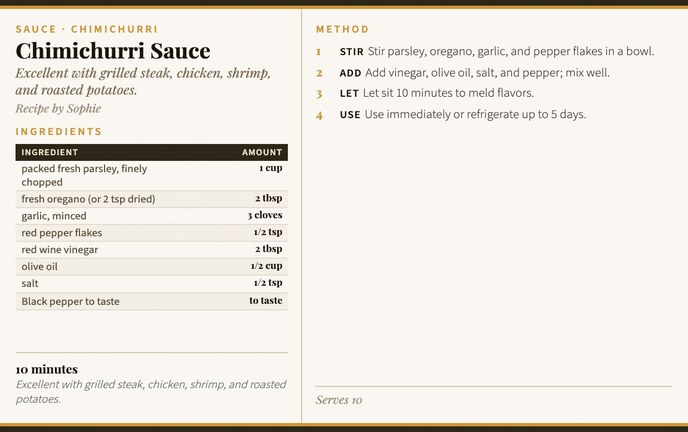 Chimichurri Sauce recipe card