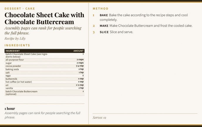 Chocolate Sheet Cake with Chocolate Buttercream recipe card