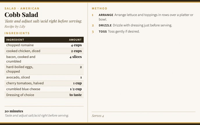 Cobb Salad recipe card