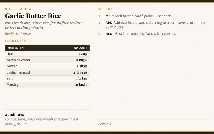 Garlic Butter Rice recipe card