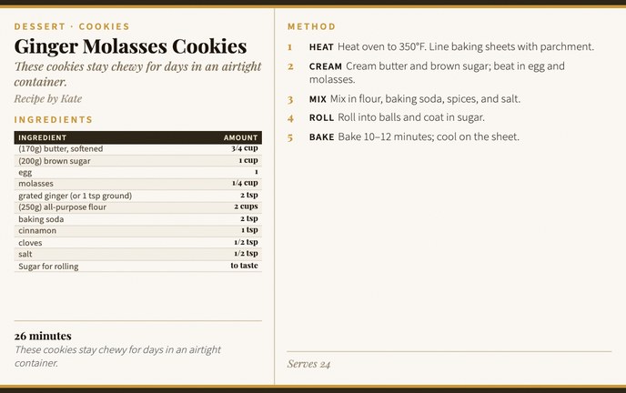 Ginger Molasses Cookies recipe card
