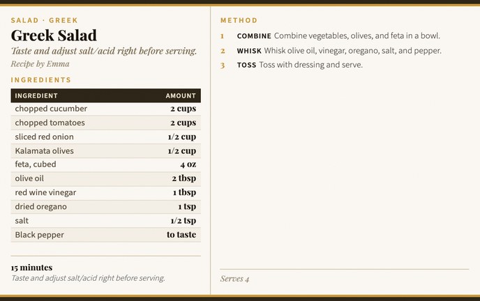 Greek Salad recipe card