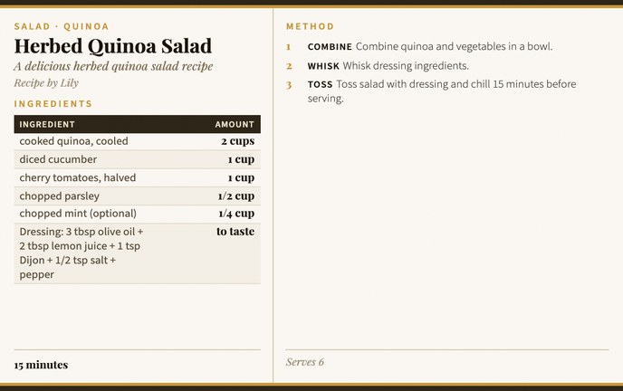 Herbed Quinoa Salad recipe card