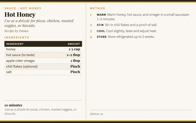 Hot Honey recipe card