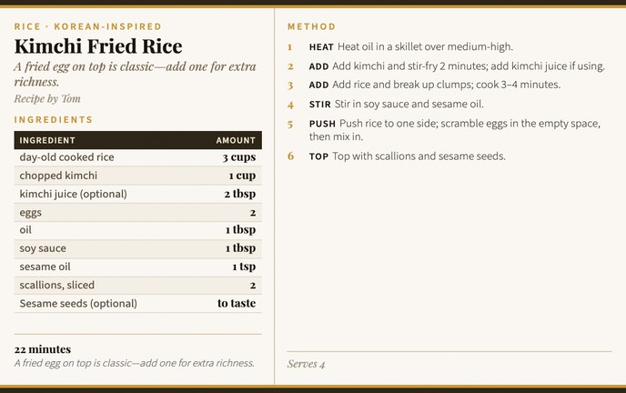 Kimchi Fried Rice recipe card