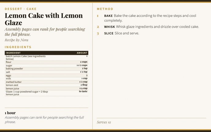 Lemon Cake with Lemon Glaze recipe card