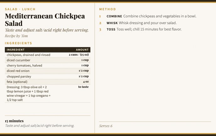 Mediterranean Chickpea Salad recipe card