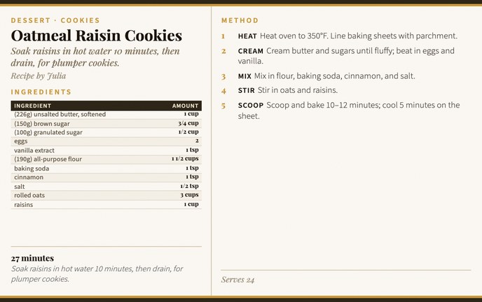 Oatmeal Raisin Cookies recipe card