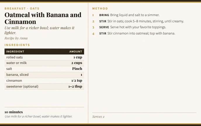 Oatmeal with Banana and Cinnamon recipe card