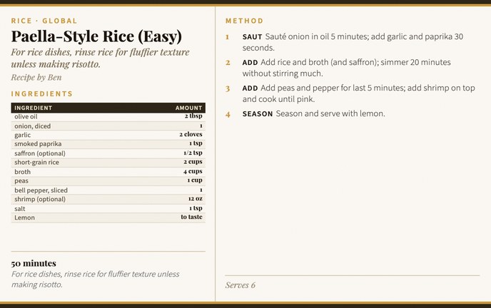 Paella-Style Rice (Easy) recipe card