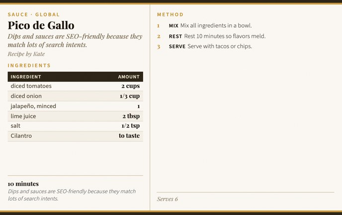 Pico de Gallo recipe card