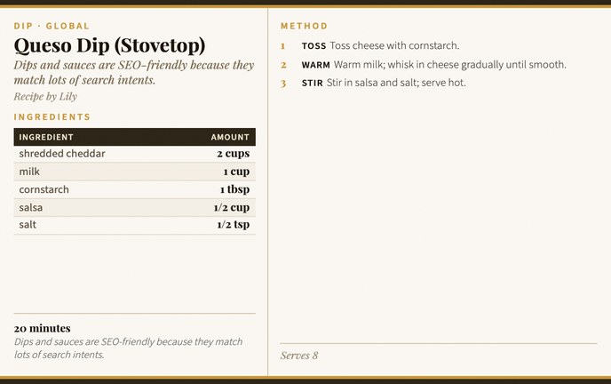 Queso Dip (Stovetop) recipe card