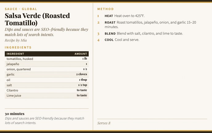 Salsa Verde (Roasted Tomatillo) recipe card