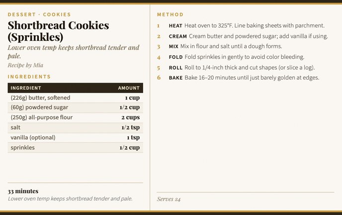 Shortbread Cookies (Sprinkles) recipe card