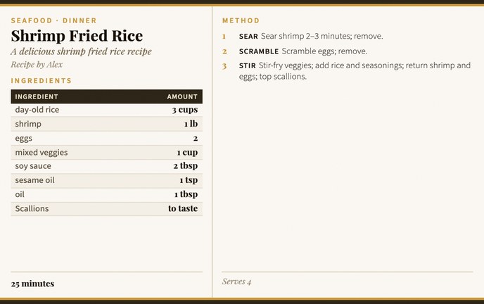 Shrimp Fried Rice recipe card