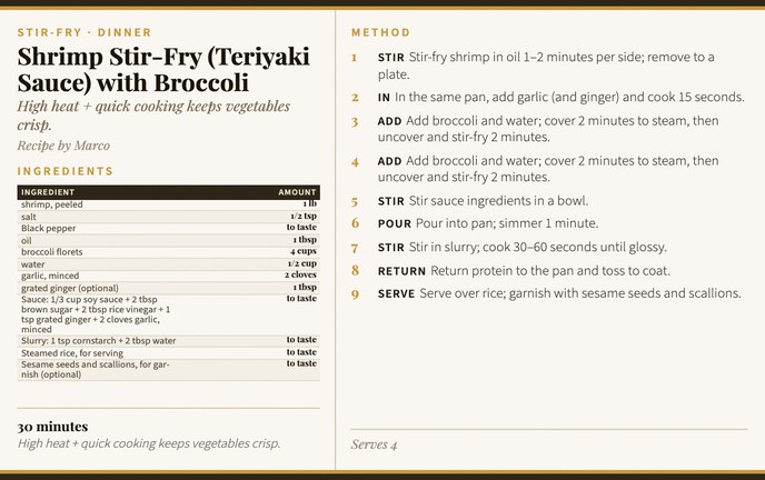 Shrimp Stir-Fry (Teriyaki Sauce) with Broccoli recipe card