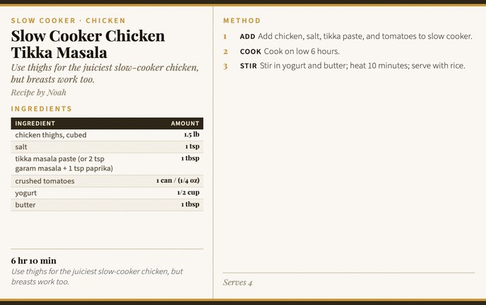 Slow Cooker Chicken Tikka Masala recipe card