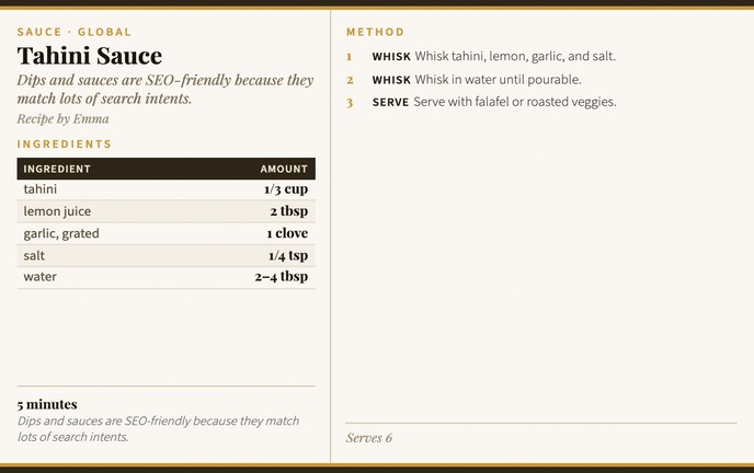 Tahini Sauce recipe card