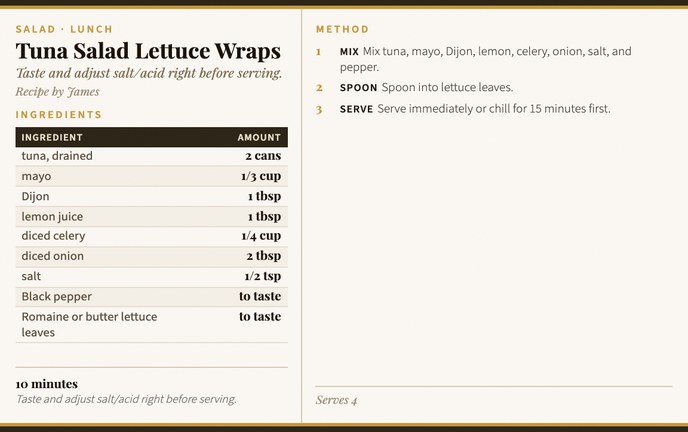 Tuna Salad Lettuce Wraps recipe card